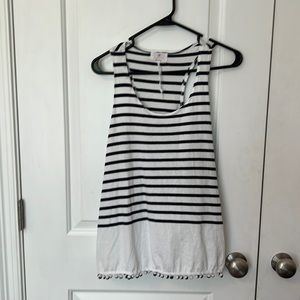 Sundry maritime cute razor back blue/white stripes with Pom-poms on hem.